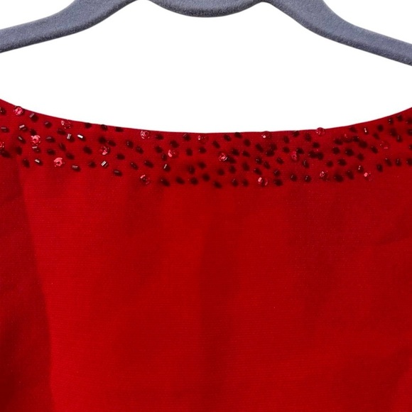 Vintage Dressbarn Red Sleeveless Long Formal Dress Sequin Womens Size 6 Romantic - Picture 3 of 14
